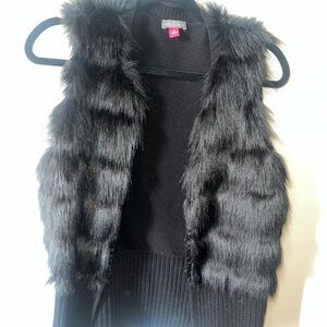 Vince Camuto Black Faux Fur Vest